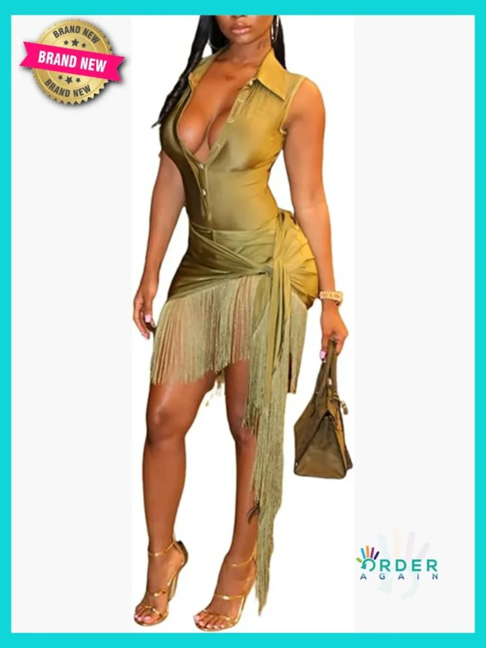 Sexy 2 Piece Skirt Set V Neck Sleeveless Bodysuit Fringe Mini Dress Club Party